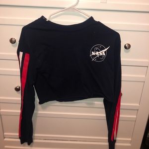 navy blue “nasa” crop top